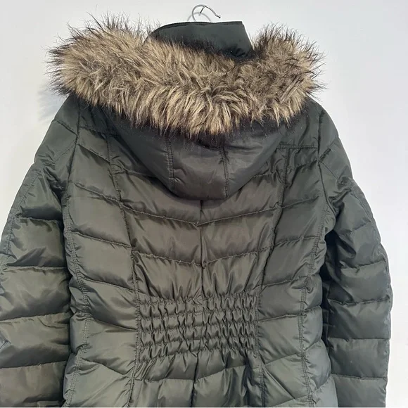 Michael Kors Coat Olive Green Faux Fur Hood Women's Medium - Picture 5 of 13
